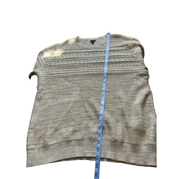 J.Crew Men's Tan Basic Cable Knit‎ Cotton Elbow Patch Crewneck Sweater Large - Picture 10 of 10
